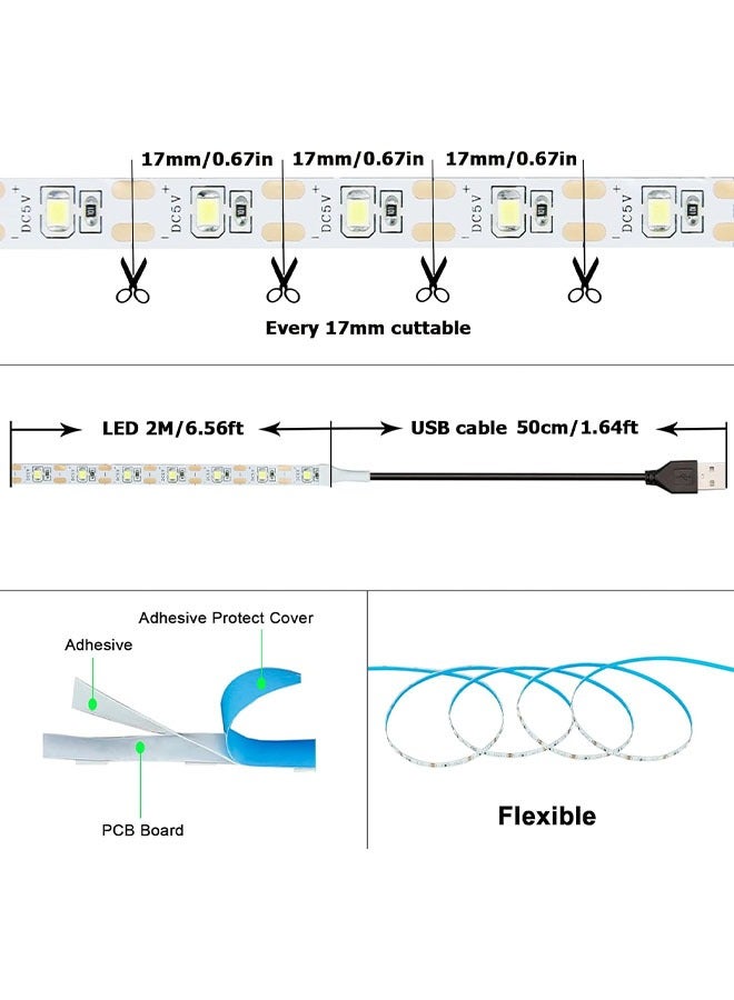 Comysubao 5V USB LED Light Strip Wall Strip Lights Easy to Install, With Good Functionality Flexible Under Cabinet Light for TV Backlighting, Gaming Room, Bedroom, And Indoor Decor, 2m Blue - Image 3